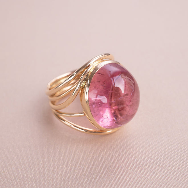 Cordes Ring, Cabochon Pink Tourmaline