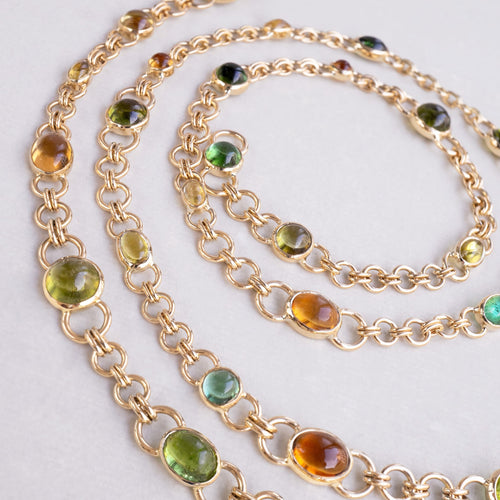 Beryl Luxury Fine Jewellery Brussels - Link Long Necklace, Tourmalines