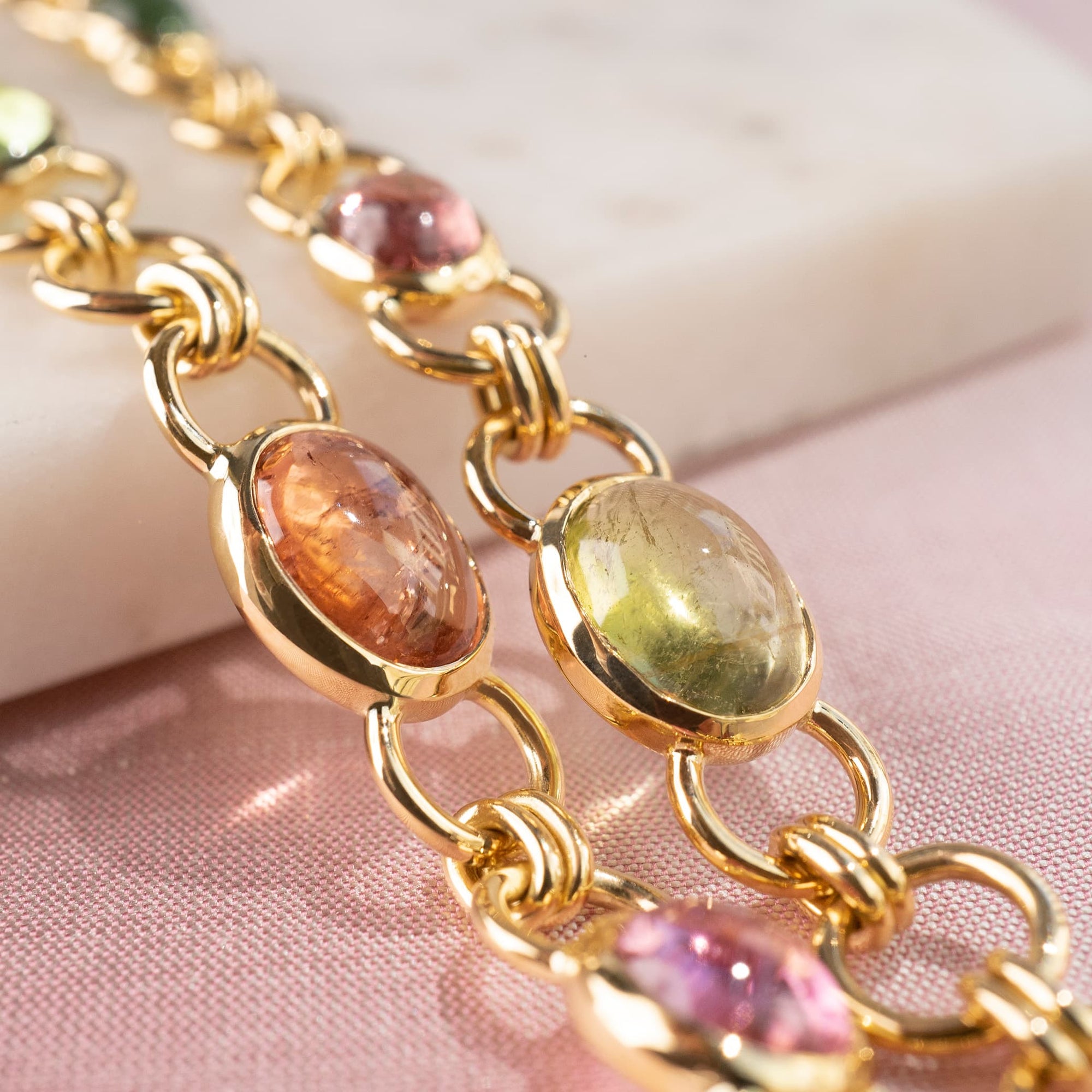 Beryl Luxury Fine Jewellery Brussels - Link Long Necklace, Tourmalines