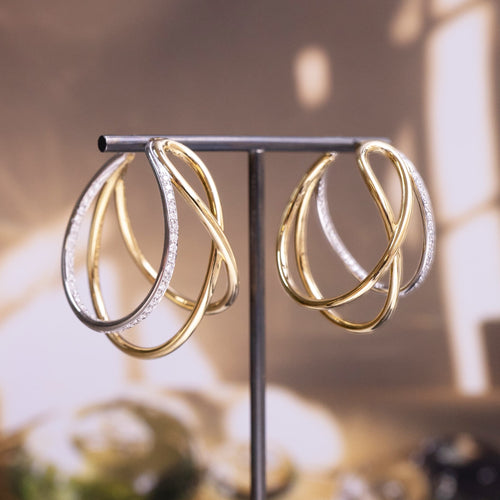 Coralie van Caloen Luxury Fine Jewellery Brussels - Triple Hoops Earrings, Diamonds