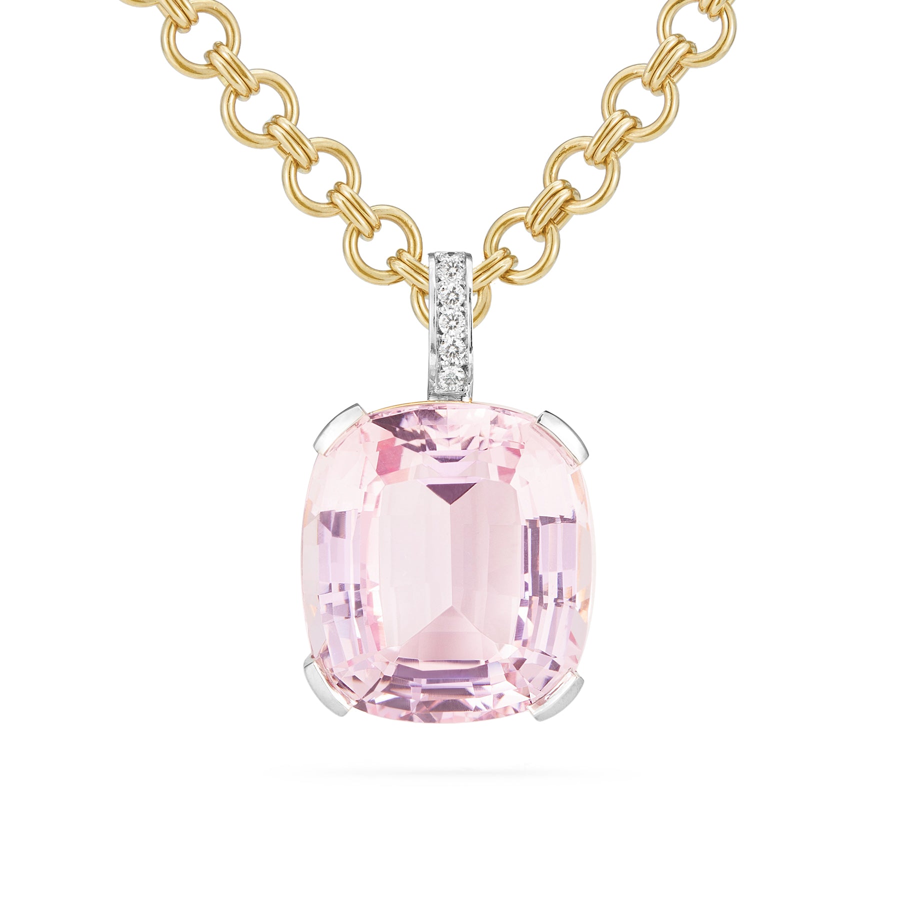 Unique Pendant, Morganite, Diamonds