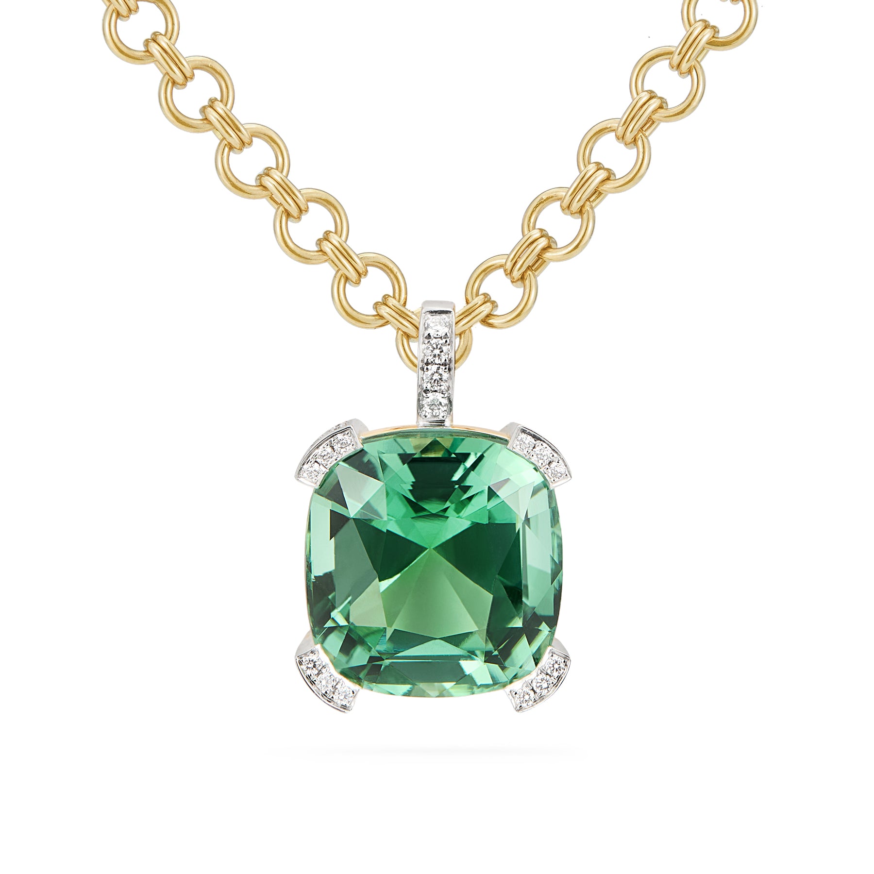 Unique Pendant, Tourmaline, Diamonds