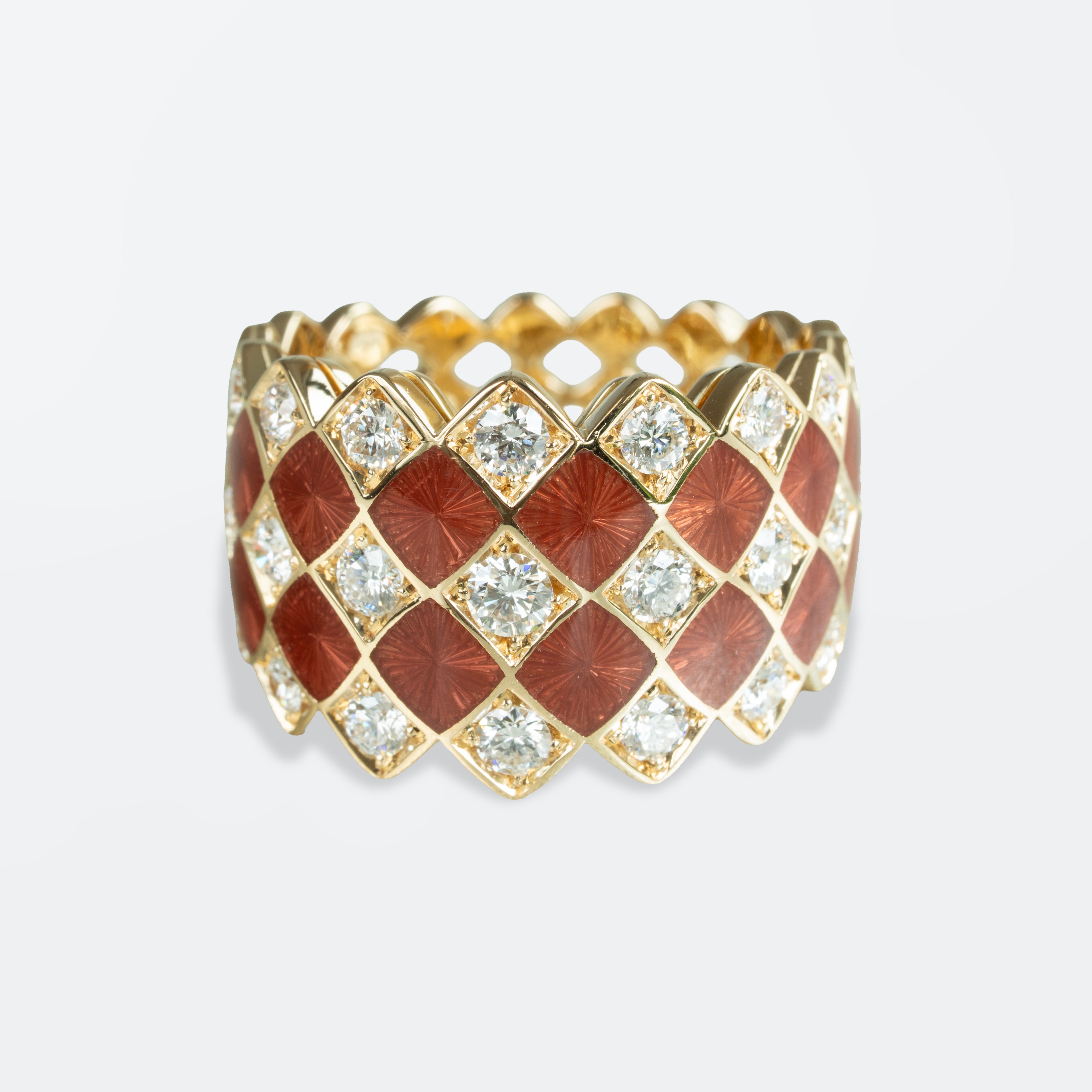 Mosaïc Ring Yellow Gold Terracotta