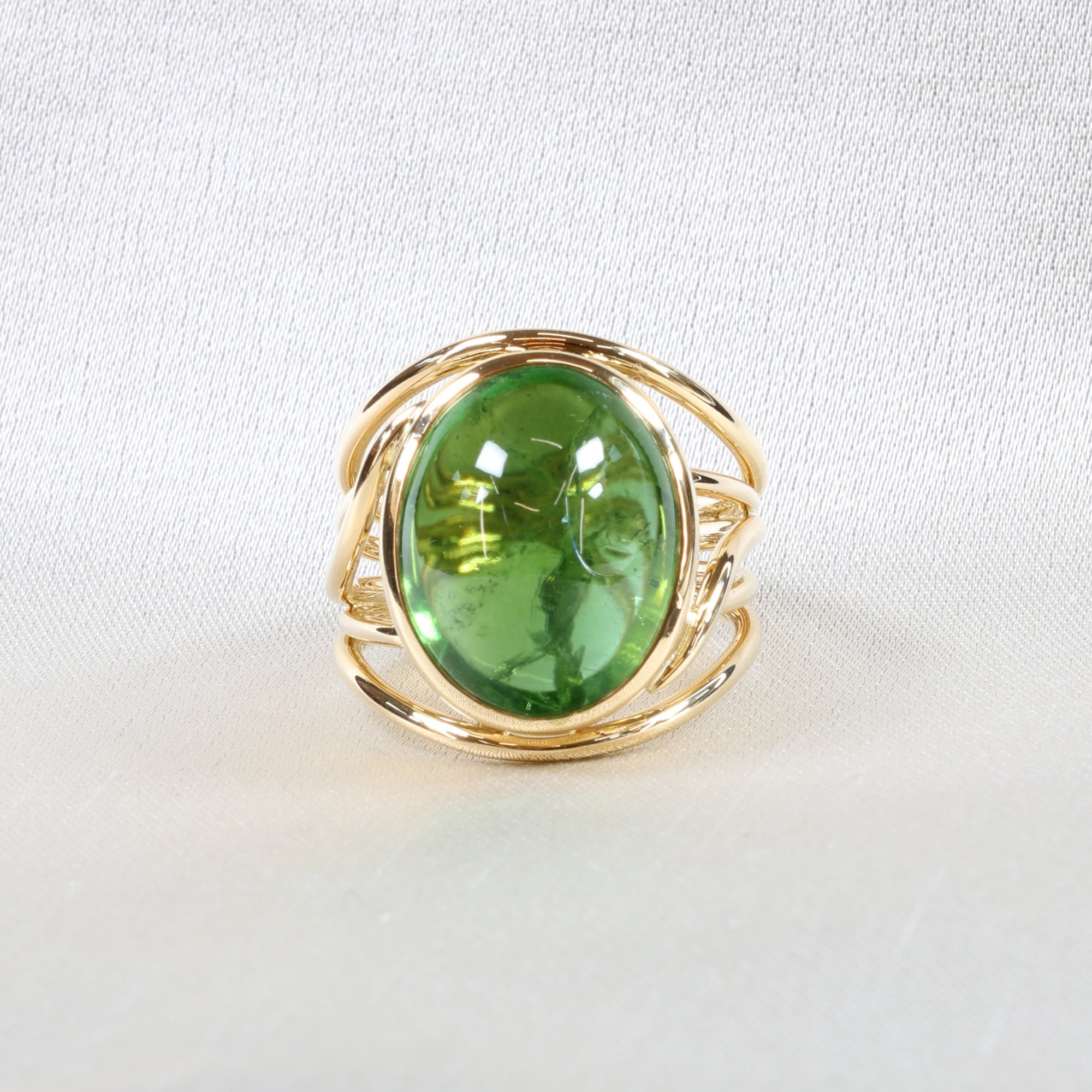 Spring Ring, Cabochon Green Tourmaline