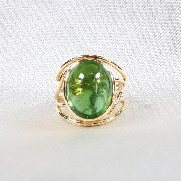 Spring Ring, Cabochon Green Tourmaline