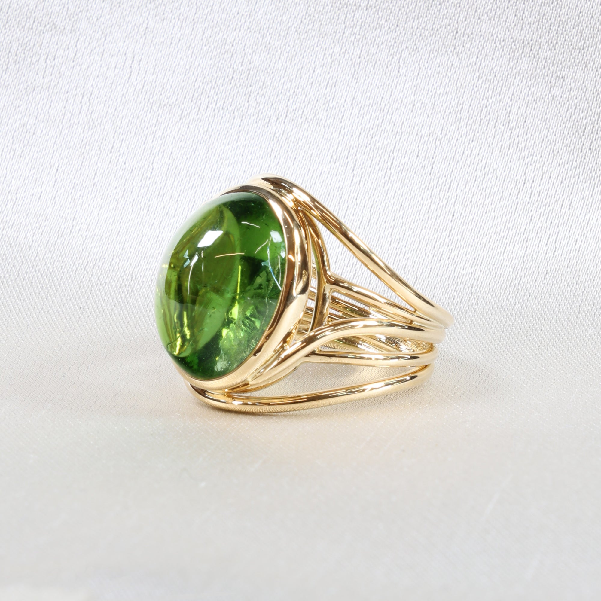 Spring Ring, Cabochon Green Tourmaline