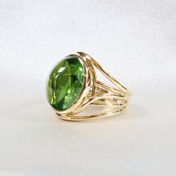 Spring Ring, Cabochon Green Tourmaline