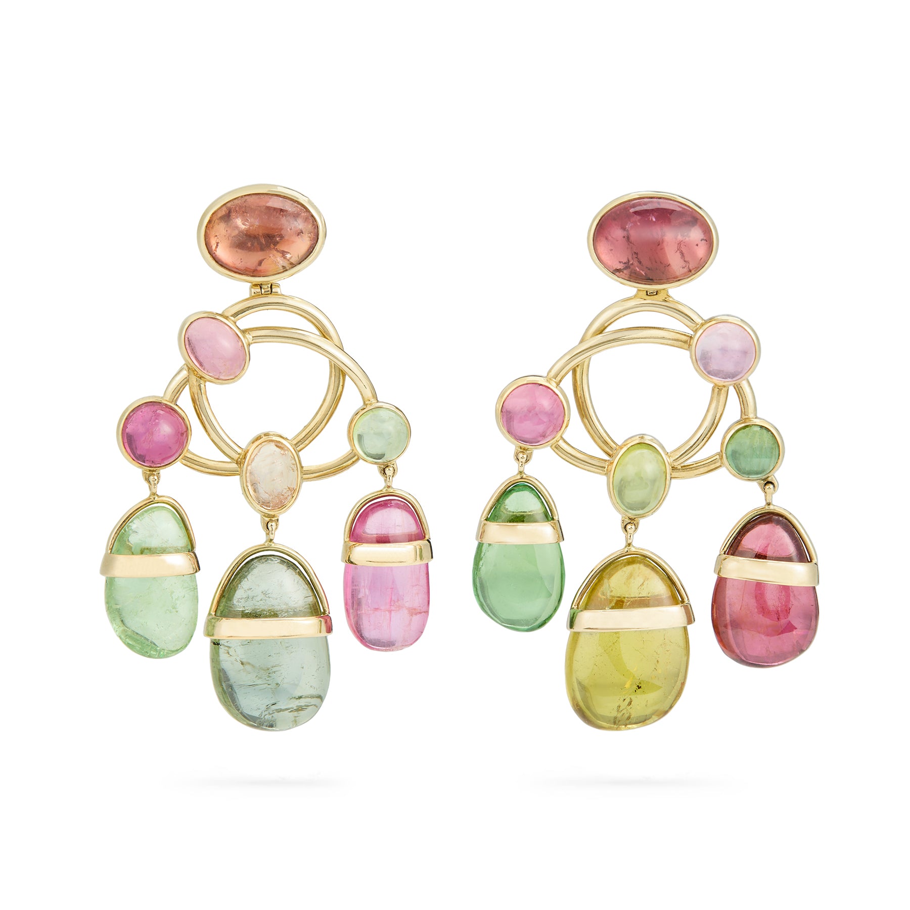 Coralie van Caloen Luxury Fine Jewellery Brussels - Chandelier Earrings, Cabochon Tourmalines