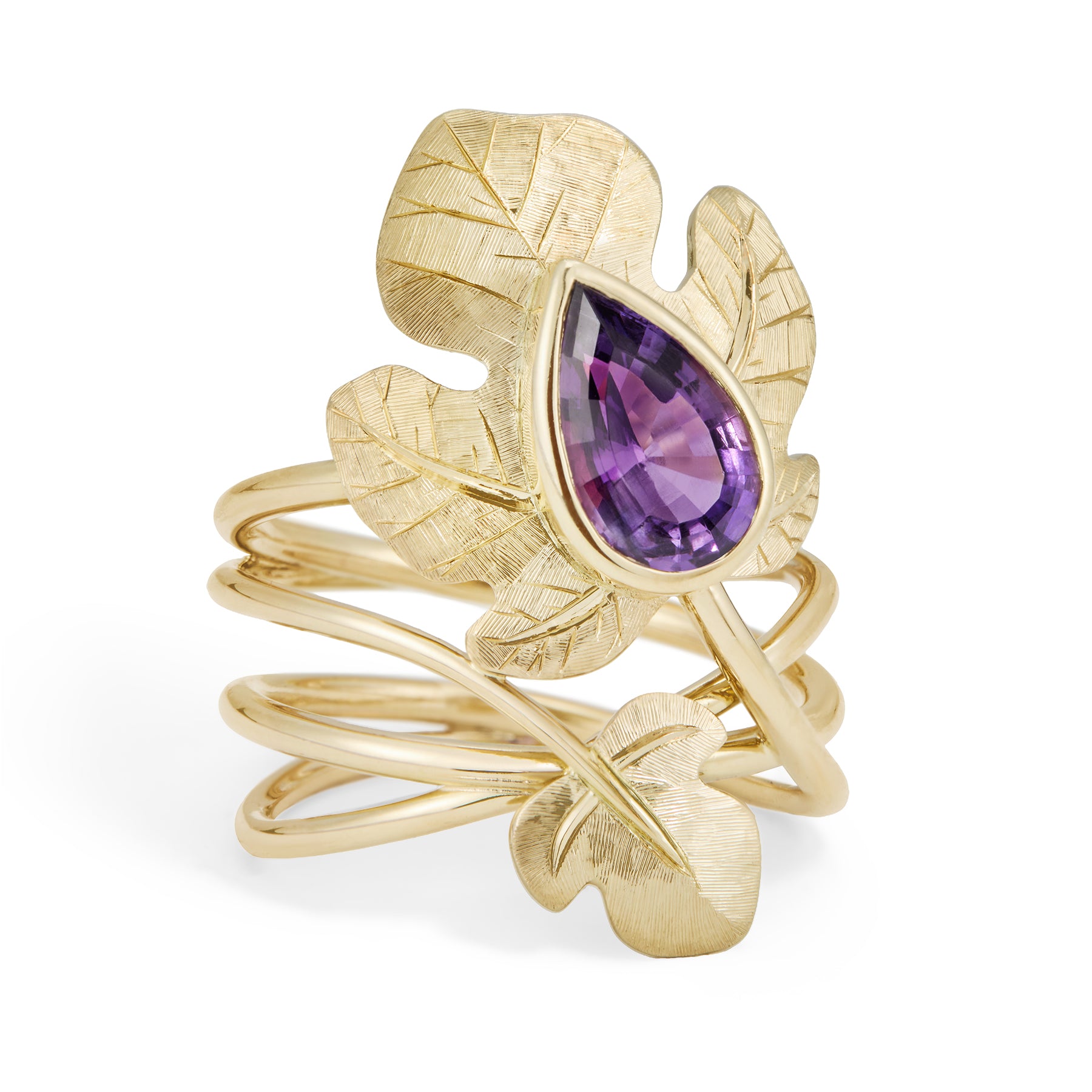 Double Fig Leaf Ring, Amethyst – Coralie van Caloen