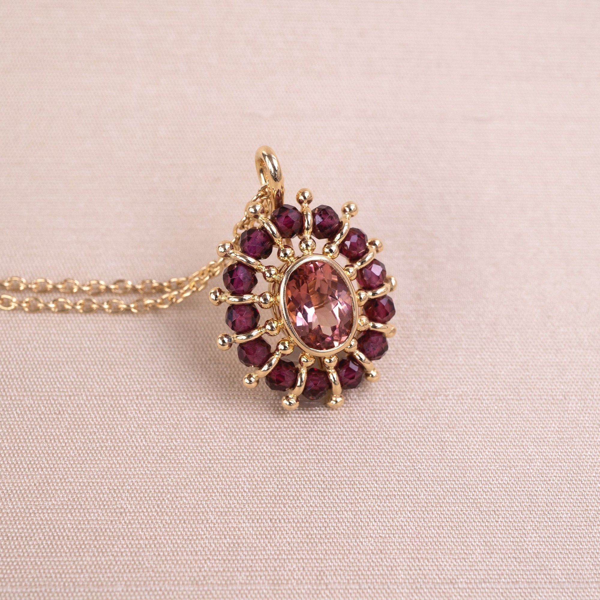 Coralie van Caloen Luxury Fine Jewellery Brussels - Beads Pendant, Tourmaline, Garnet Beads