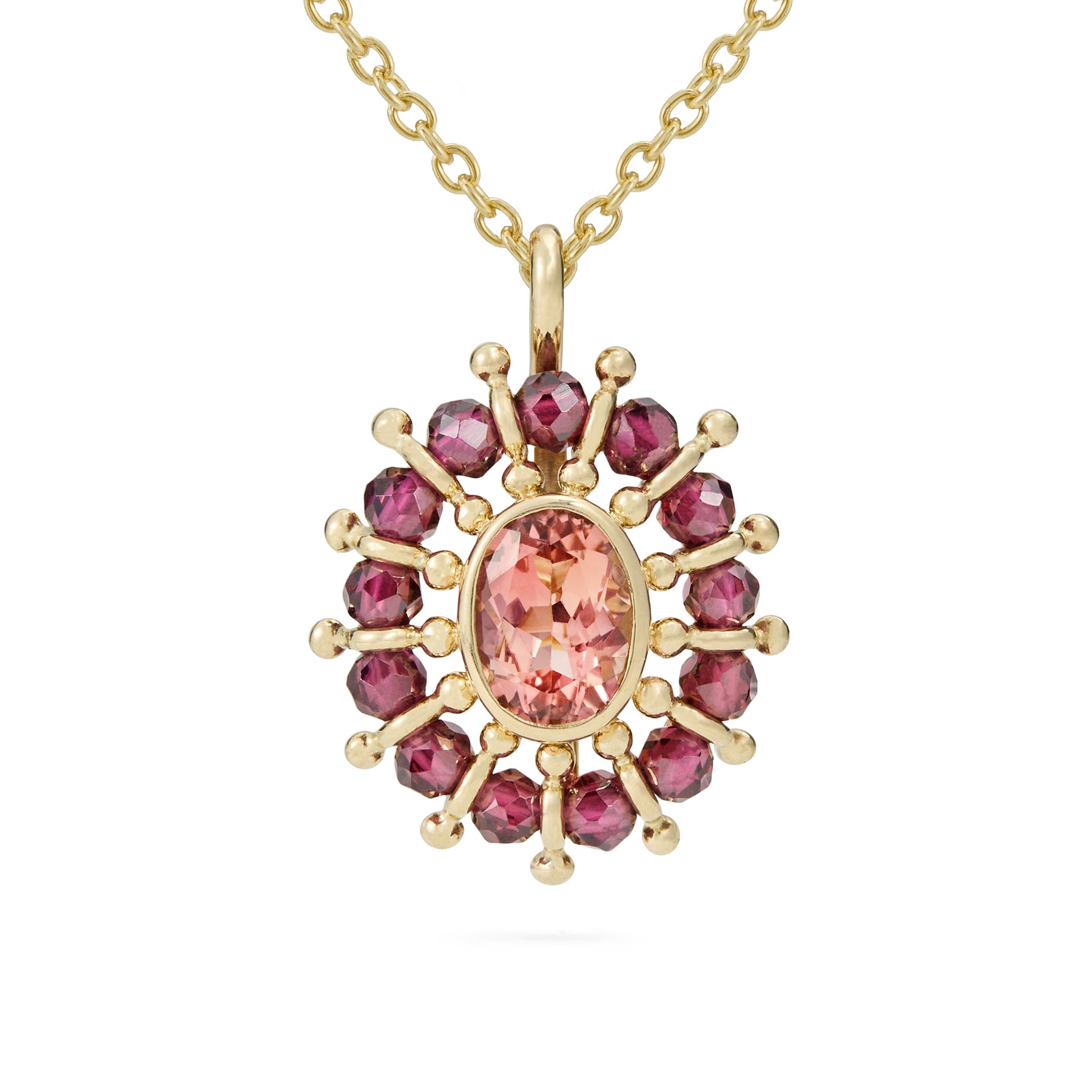 Coralie van Caloen Luxury Fine Jewellery Brussels - Beads Pendant, Tourmaline, Garnet Beads