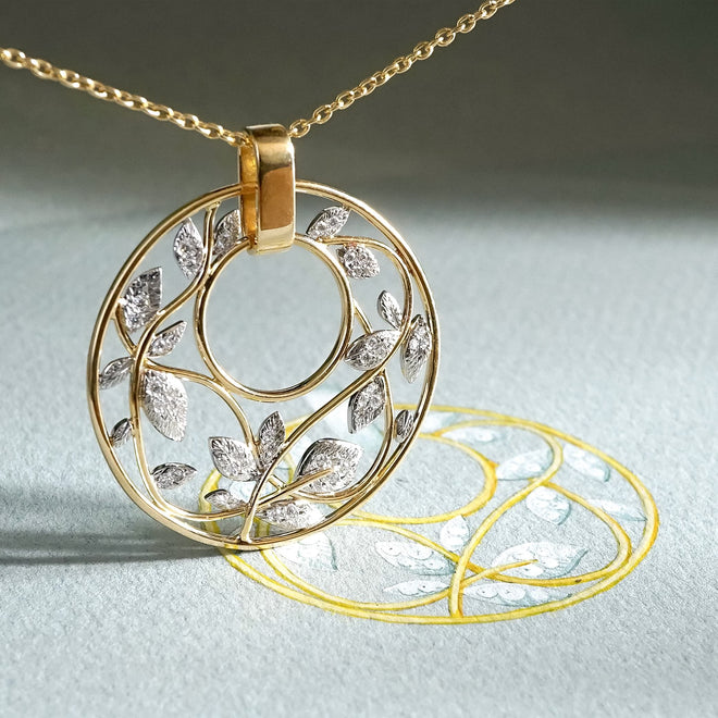 Beryl Luxury Fine Jewellery Brussels - Botanical Pendant, Diamonds