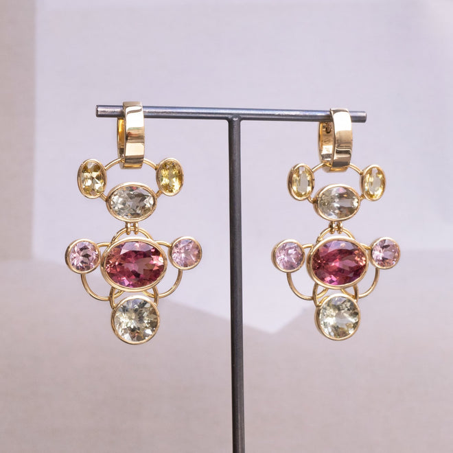 Coralie van Caloen Luxury Fine Jewellery Brussels - Chandelier Earrings, Tourmalines, Beryls, Morganites