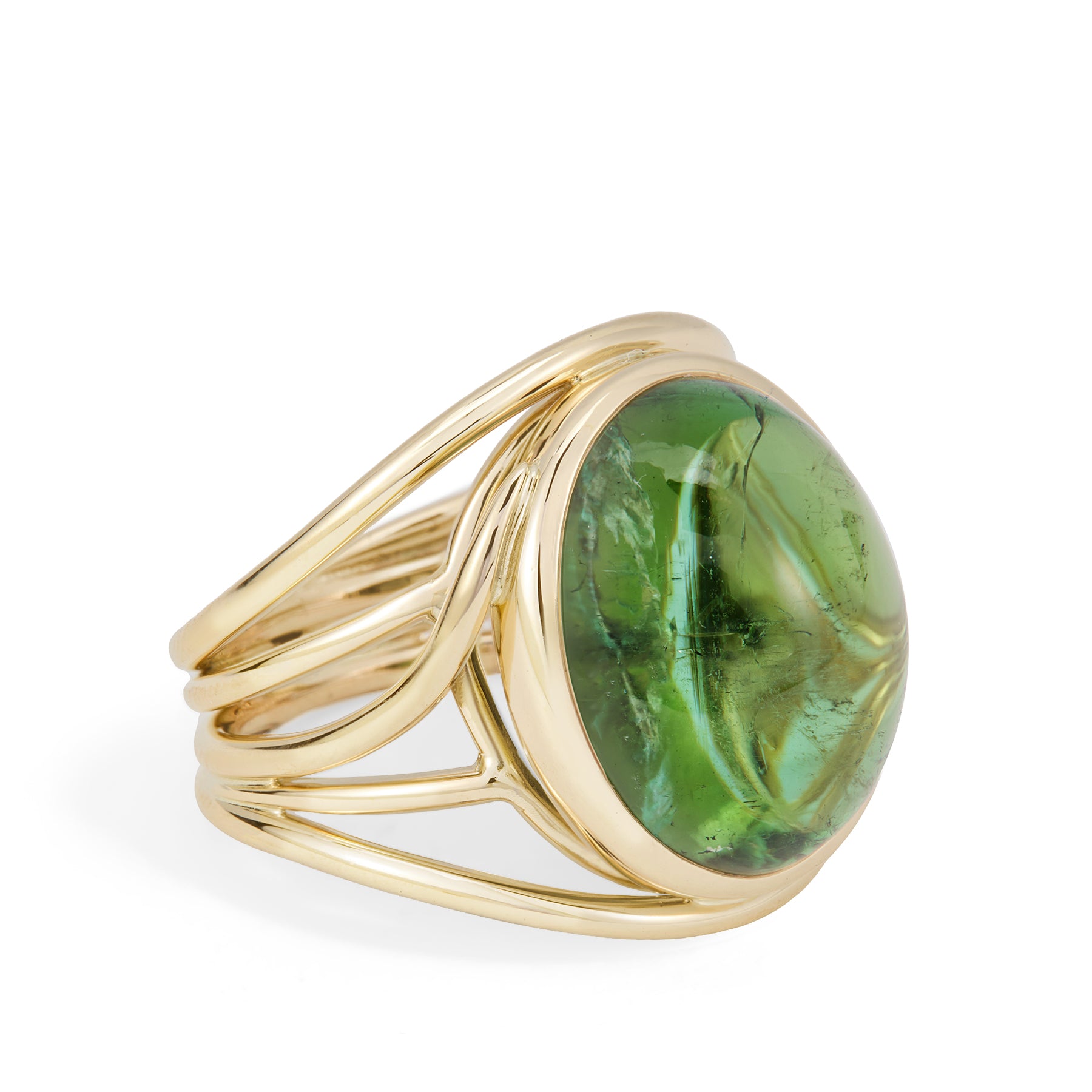 Coralie van Caloen Luxury Fine Jewellery Brussels - Cordes Ring, Cabochon Green Tourmaline