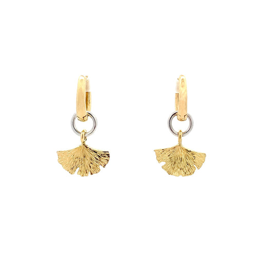 Coralie van Caloen Luxury Fine Jewellery Brussels - Ginkgo Earrings, 18K yellow and white gold