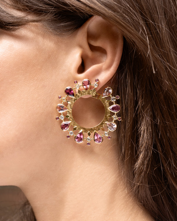 Flower Earrings, Tourmalines, Diamonds