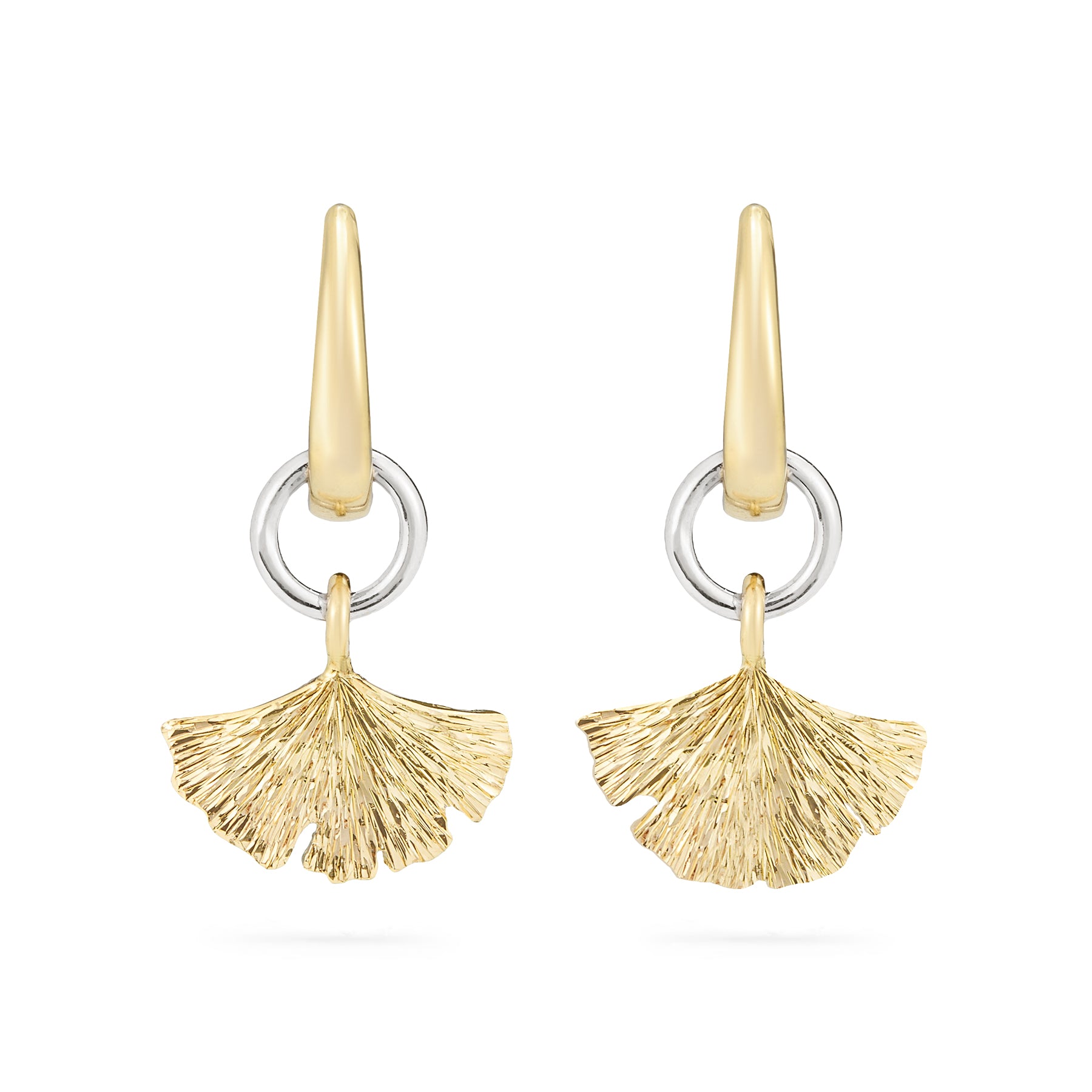 Coralie van Caloen Luxury Fine Jewellery Brussels - Ginkgo Earrings, 18K yellow and white gold