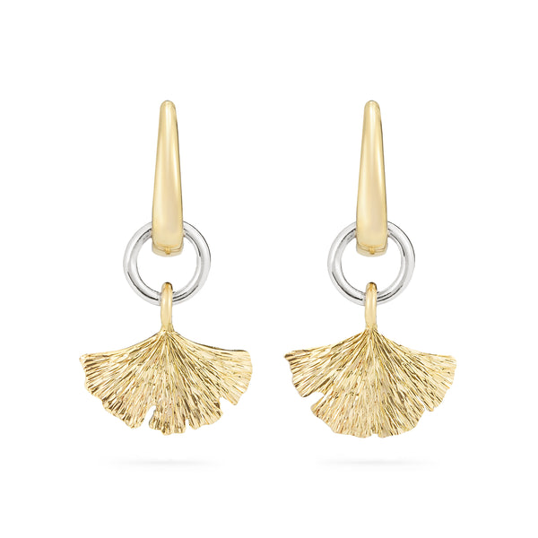 Coralie van Caloen Luxury Fine Jewellery Brussels - Ginkgo Earrings, 18K yellow and white gold