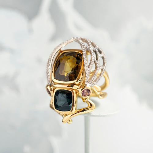 Coralie van Caloen Luxury Fine Jewellery Brussels - Insect Ring, Chrysoberyl, Spinel, Diamonds