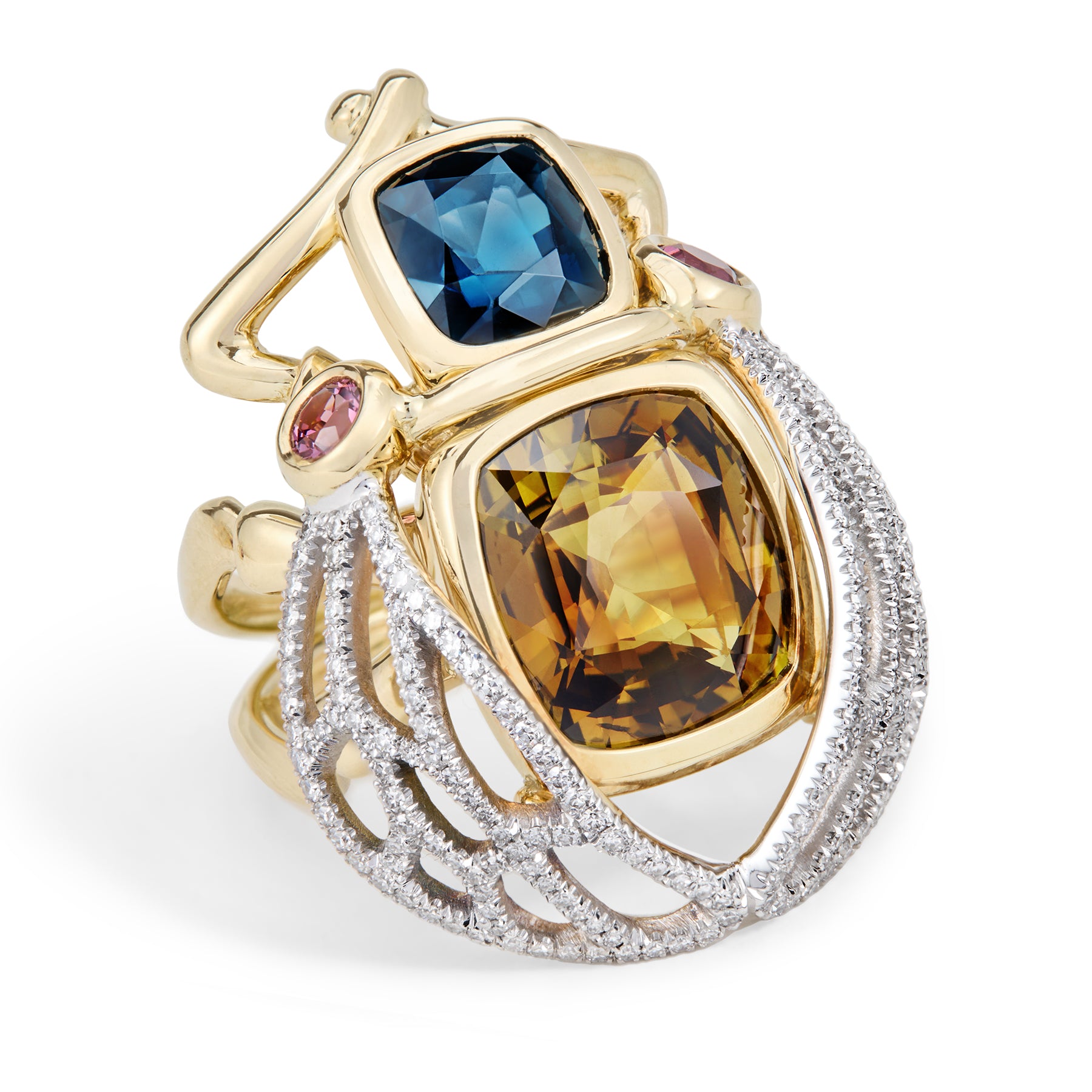 Coralie van Caloen Luxury Fine Jewellery Brussels - Insect Ring, Chrysoberyl, Spinel, Diamonds