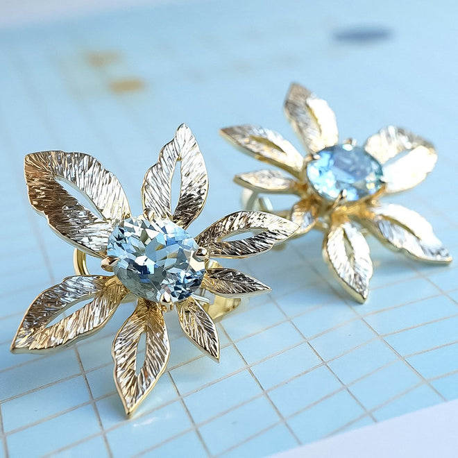 Beryl Luxury Fine Jewellery Brussels - Laurea Earrings, Aquamarines