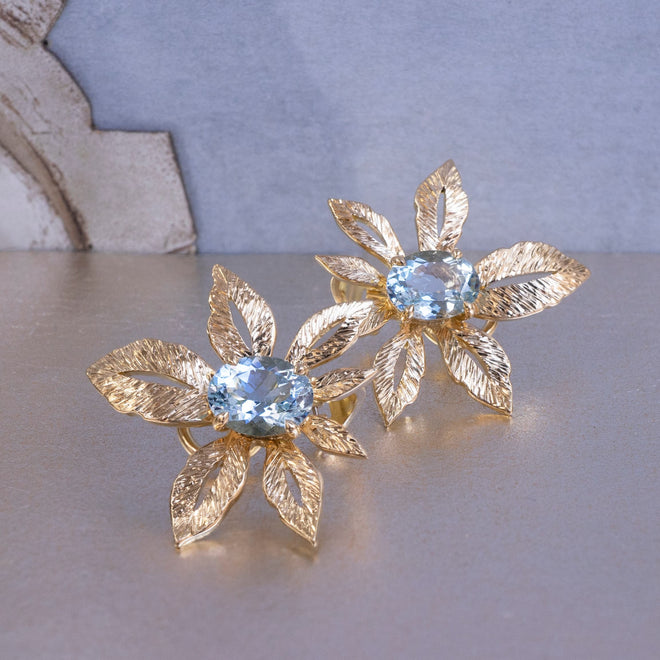 Coralie van Caloen Luxury Fine Jewellery Brussels - Laurea Earrings, Aquamarines