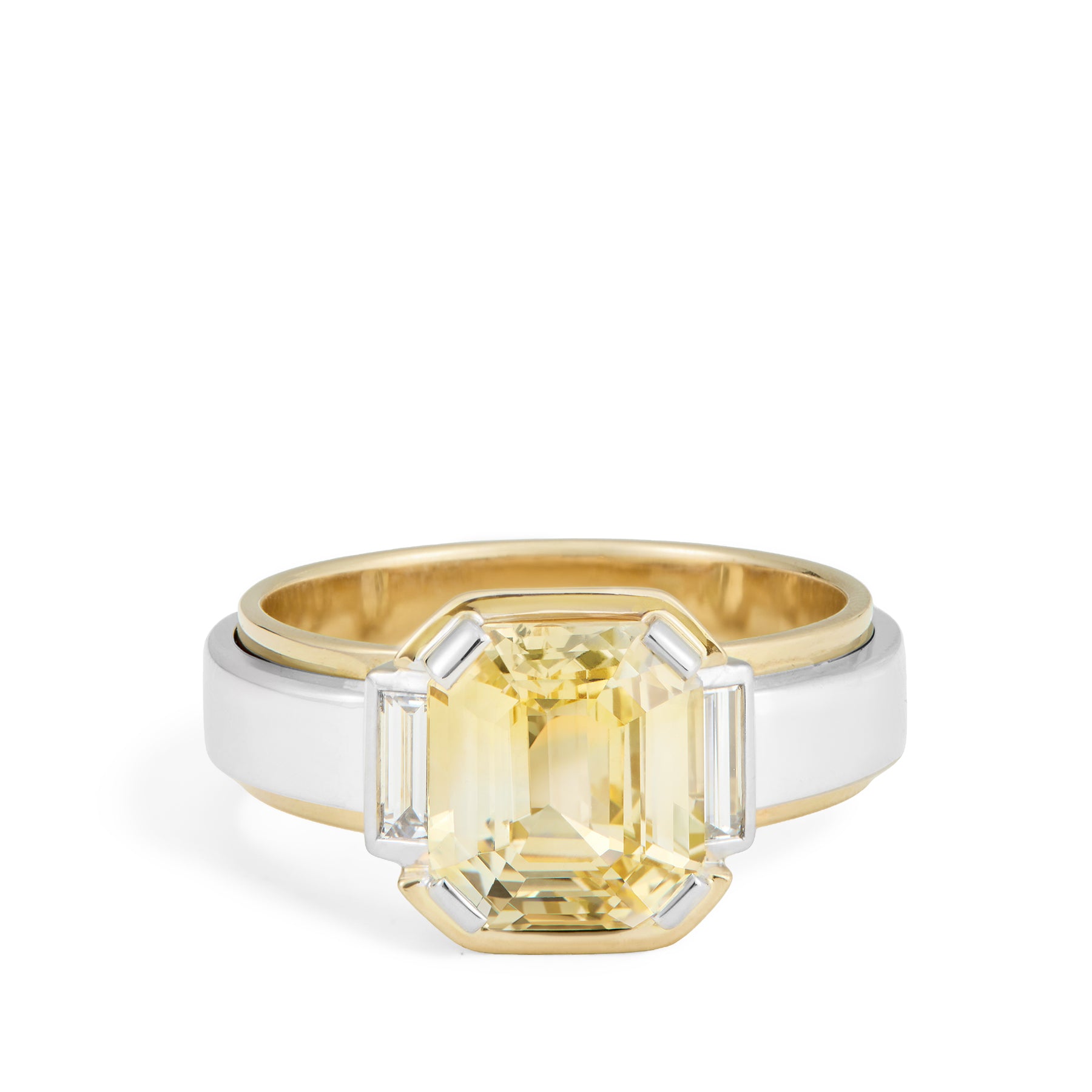 Beryl Luxury Fine Jewellery Brussels - Modernist Ring, Yellow Sapphire, Diamonds