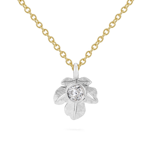 Leaf Pendant and chain, Diamond