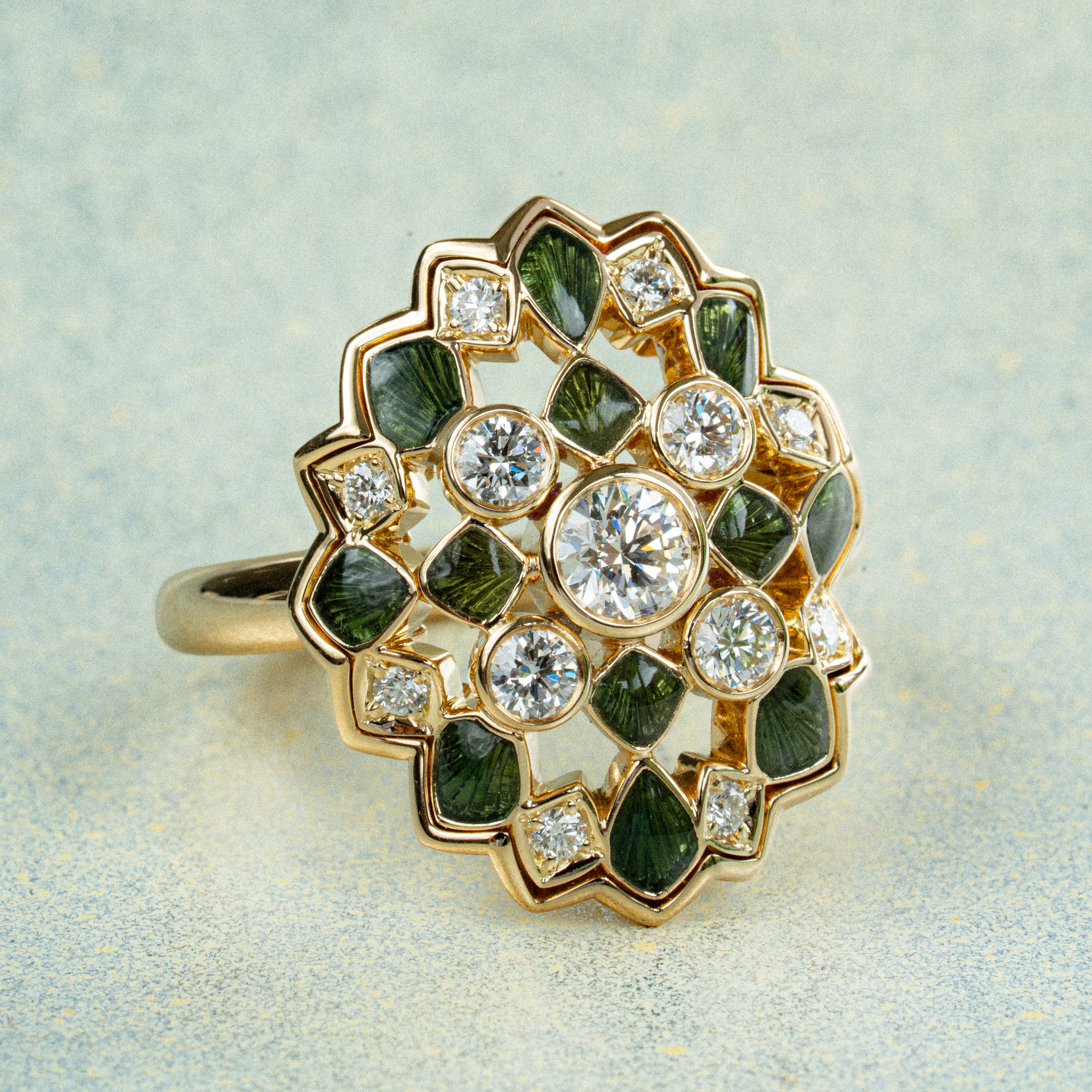 Rosace Diamonds and Green Enamel