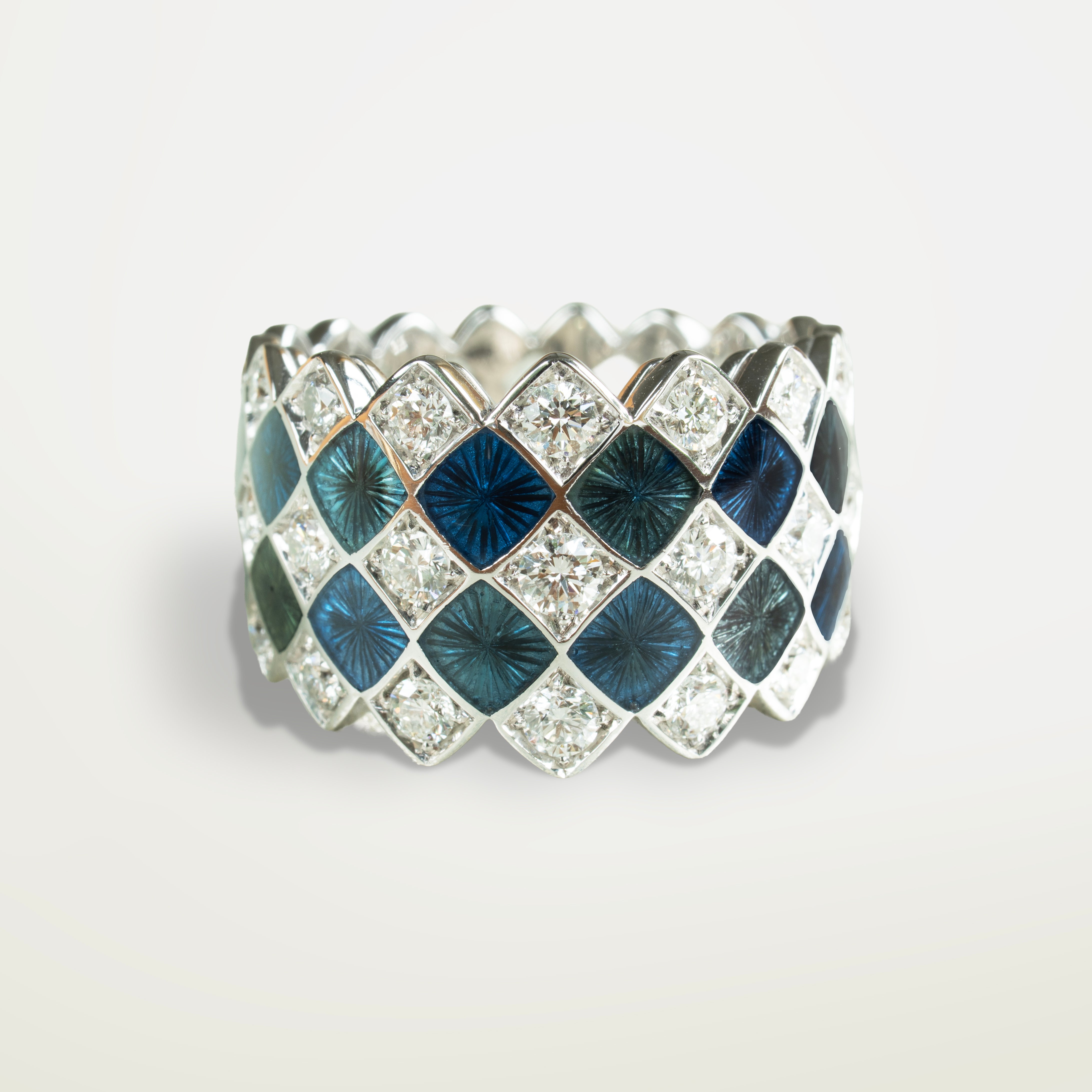 Mosaïc Ring White Gold and Blues