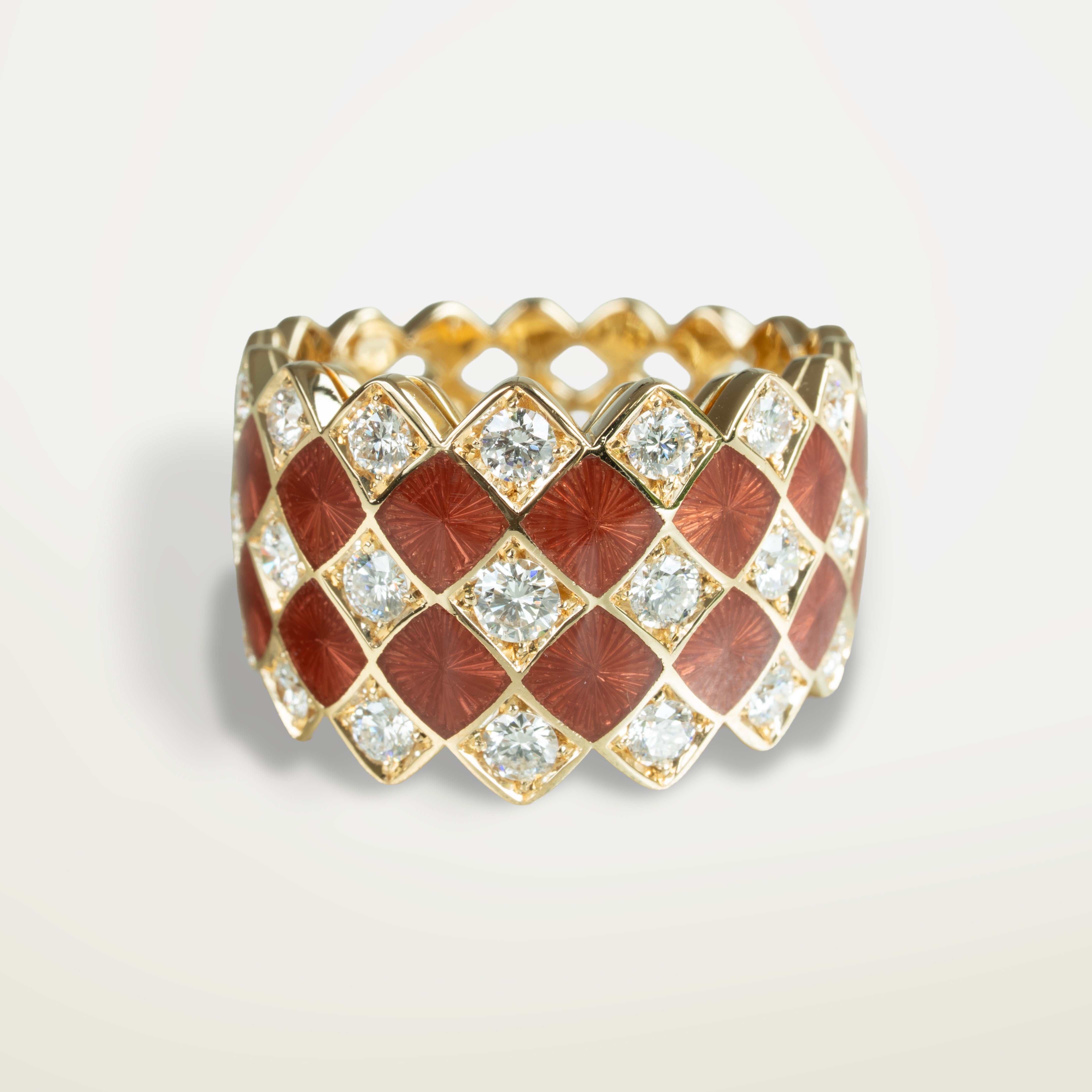 Mosaïc Ring Yellow Gold Terracotta