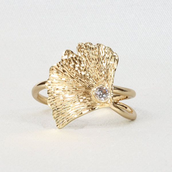 Ginkgo Single Large Leave With Diamond