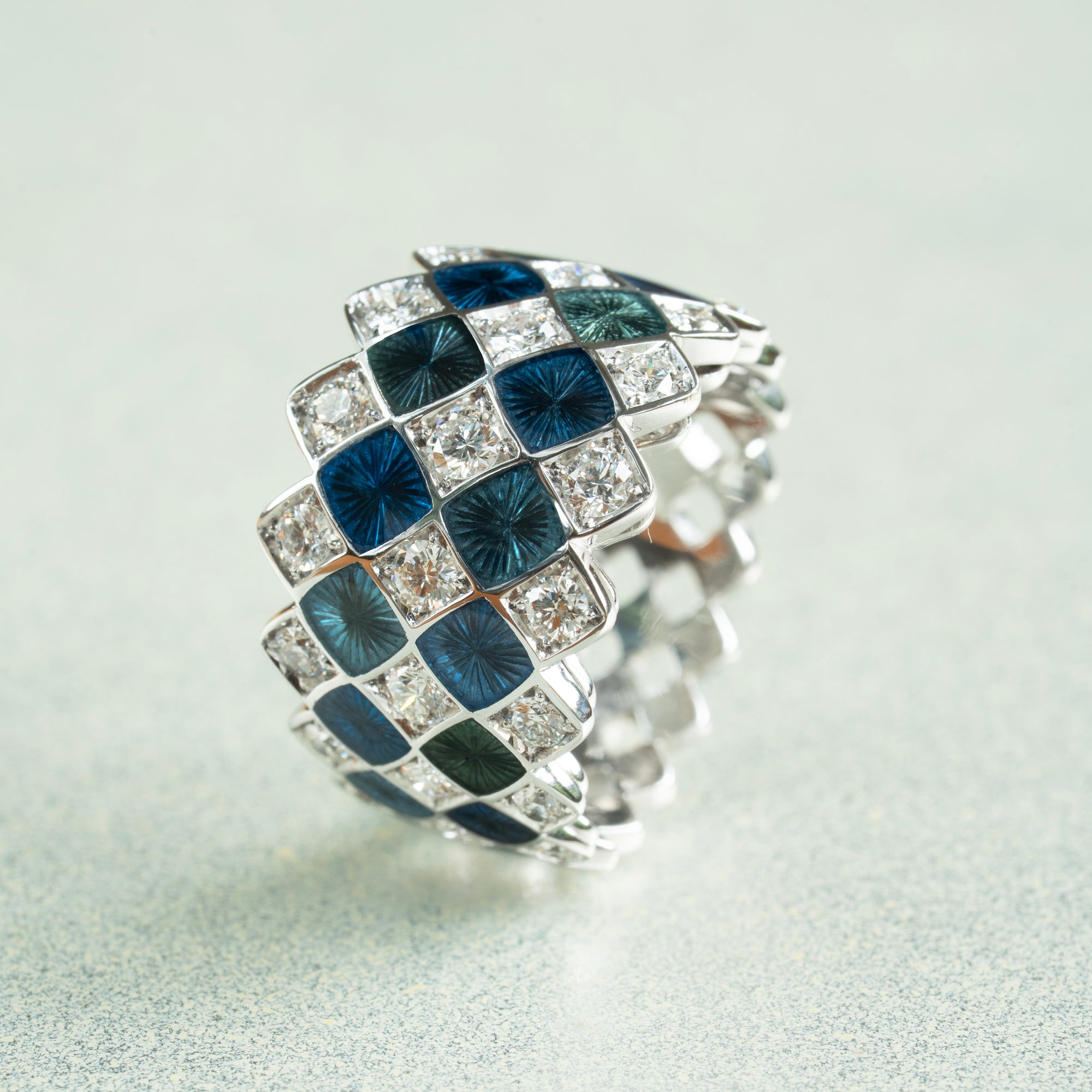 Mosaïc Ring White Gold and Blues