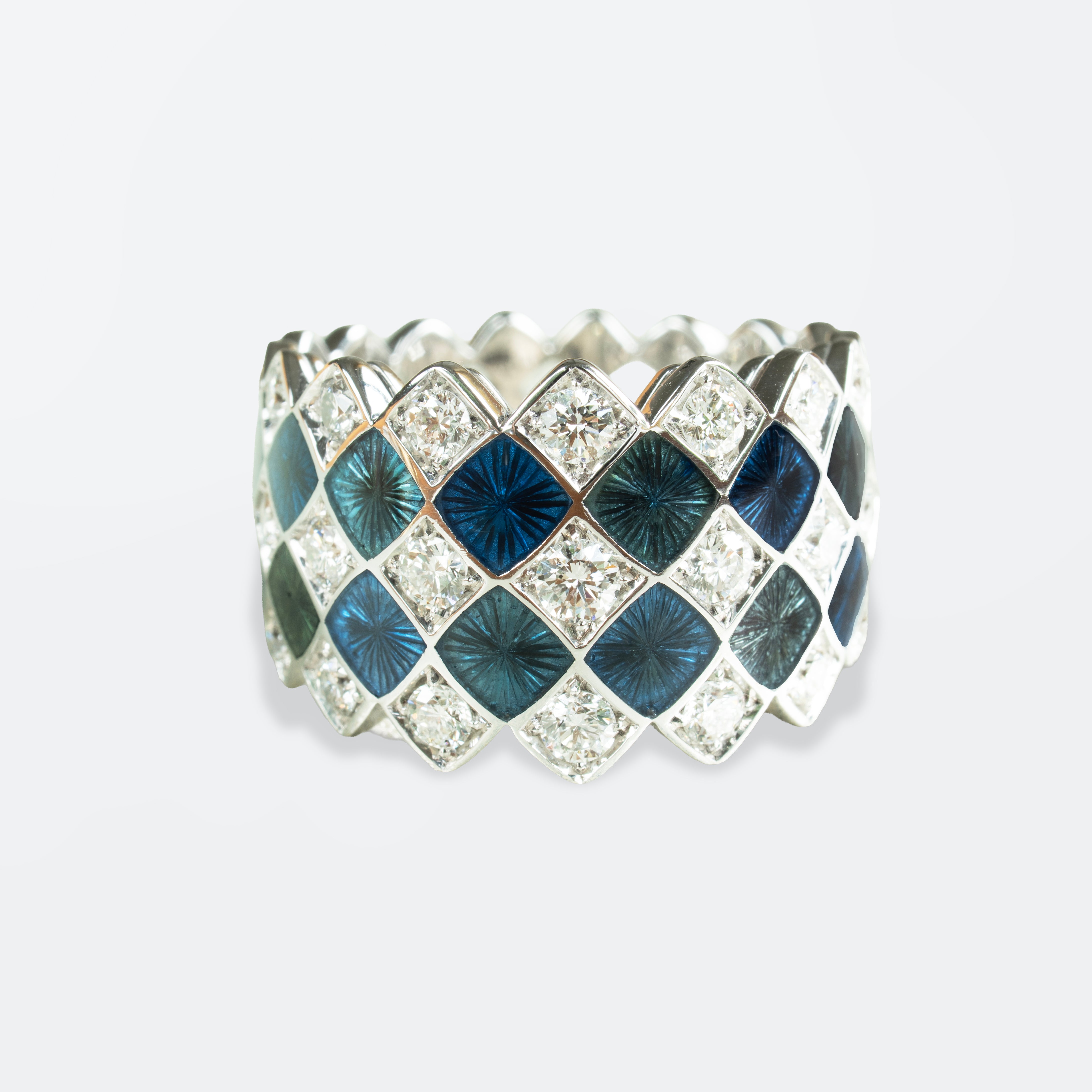 Mosaïc Ring White Gold and Blues