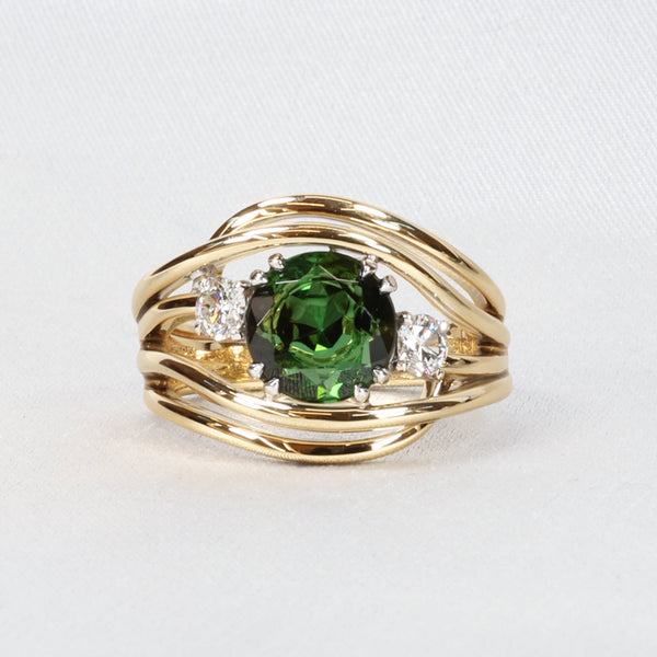 Green Tourmaline and Diamonds