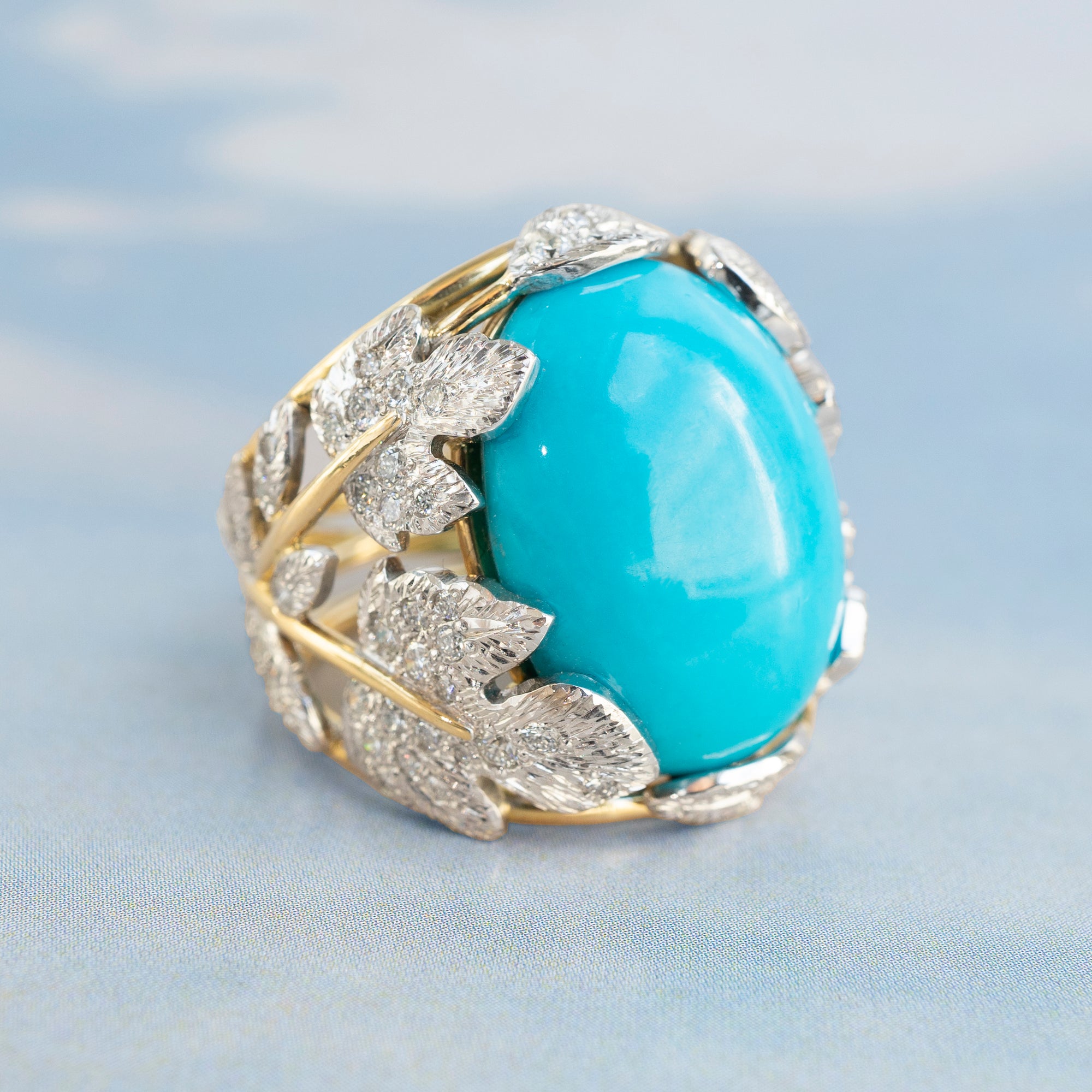 Botanical Ring, Turquoise, Diamonds